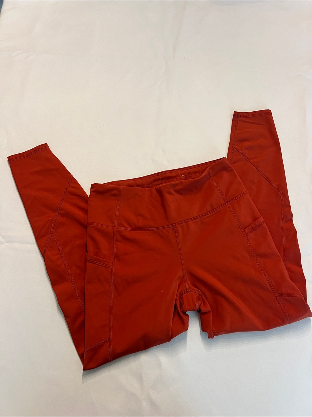 Women's Dark Orange Performance Extra Warm Leggings w/ Side Pockets Size Medium